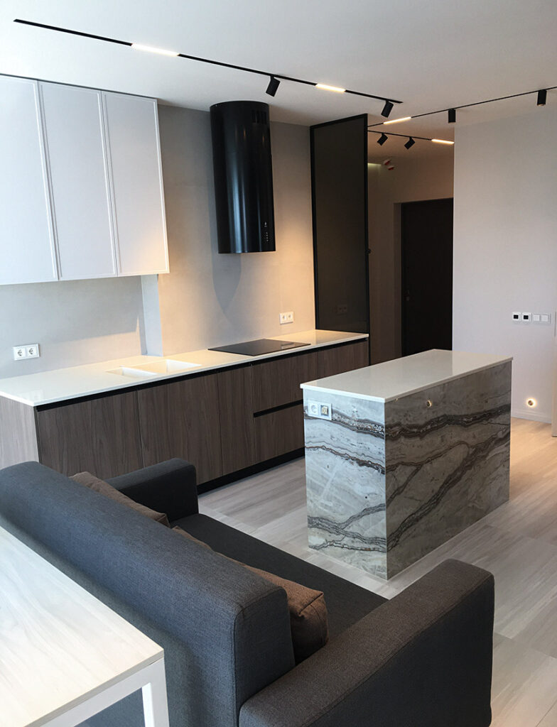 Остров и столешница с двойной мойкой Staron SM421 Sanded Cream – фото 1 – Modern Acrylic Stone