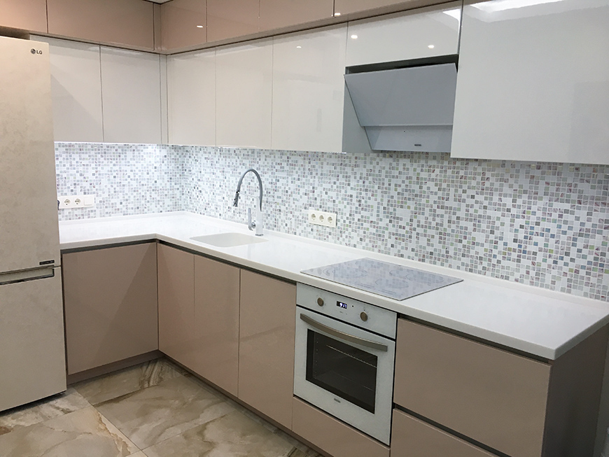 Стільниця та лита мийка з акрилового каменю Tristone S-203 Snow Pearl – основне фото – Modern Acrylic Stone