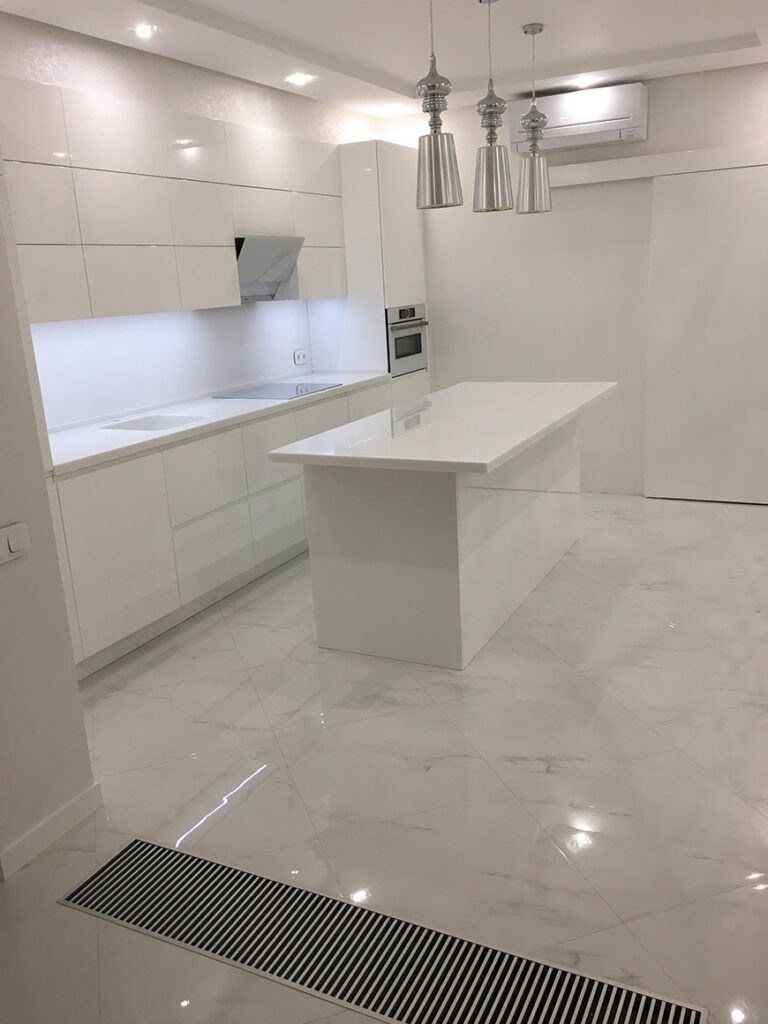 Белая столешница и остров из камня Grandex S-203 Sparkling Sand – фото 2 – Modern Acrylic Stone