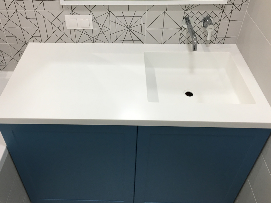 Стільниця з раковиною з акрилового каменю Grandex P-104 Pure White – основне фото – Modern Acrylic Stone