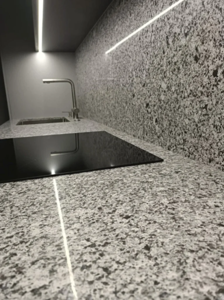 Кварцевая столешница и стеновая панель Atem Terra Black 005 — фото 3 — MAS — Modern Acrylic Stone
